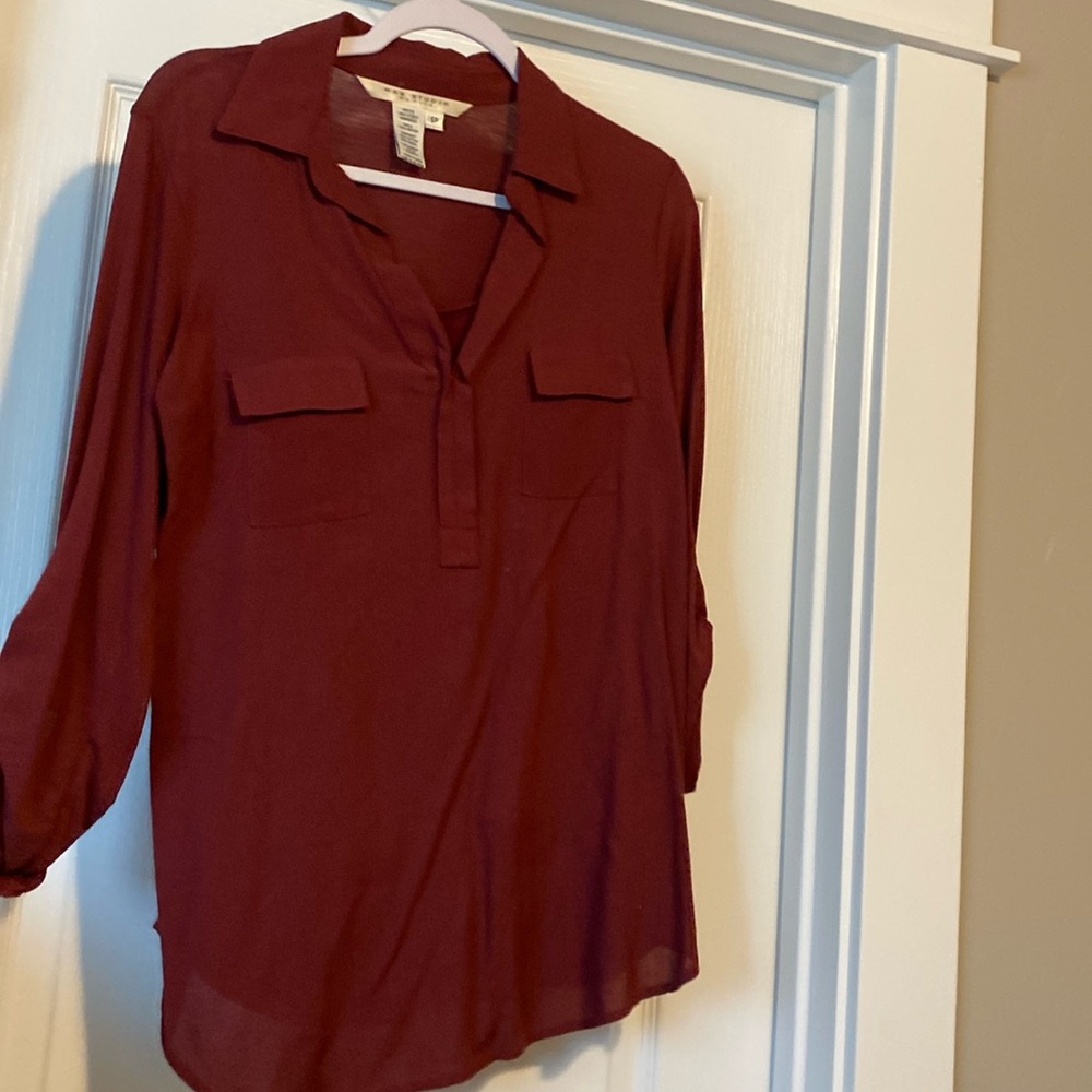 Red long sleeve shirt with pockets
